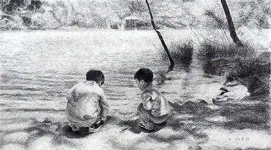 수강생 연필 초상 드로잉 - 아이들 인물 비례 연습